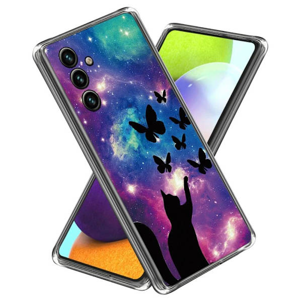 Deco Samsung Galaxy A54 Suojakotelo - Kissa And Butterflies Multicolor