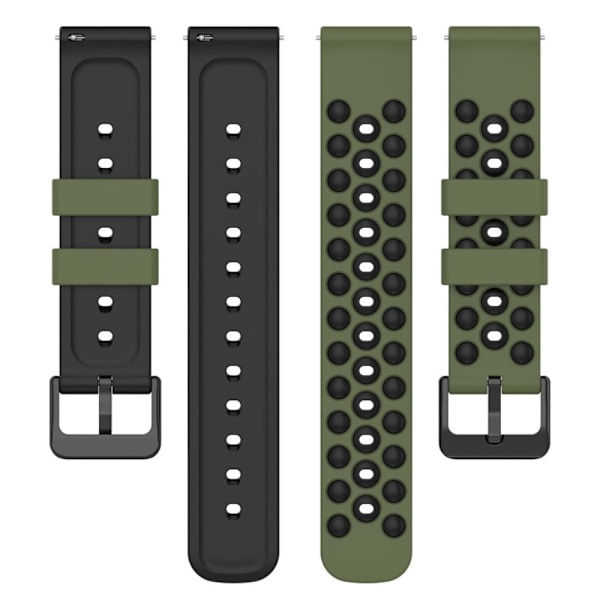 20 mm universal urrem i silikone - Militærgrøn / Sort Green