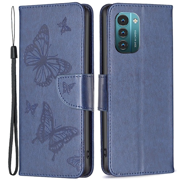 Butterfly läder Nokia G11 / Nokia G21 fodral - Blå Blå