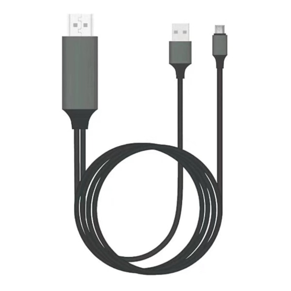 Universel 2M Type-C og USB til HDMI adapter kabel til OnePlus Huawei osv.- sort Black