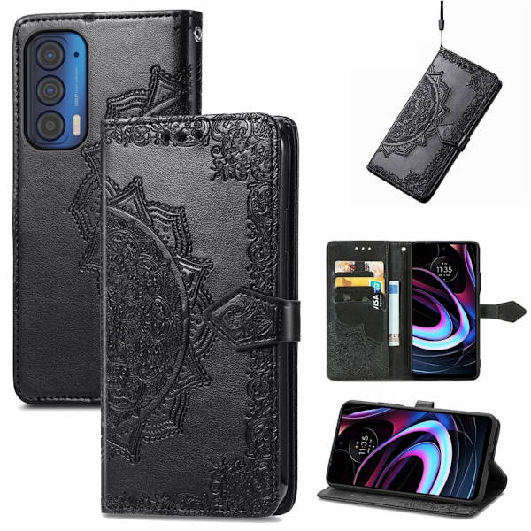 Mandala Motorola Edge (2021) Flip Etui - Sort Black