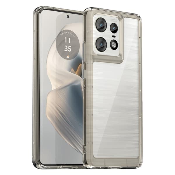 Motorola Edge 50 Pro älykäs akryylikansi - Läpinäkyvä Harmaa Silver grey