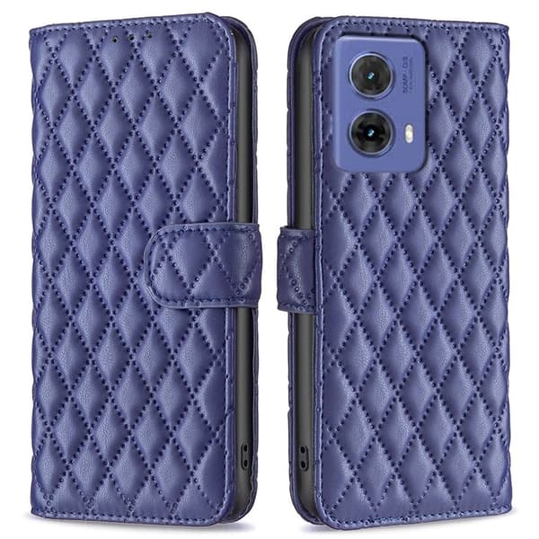 Rhombus mat Motorola Moto G85 flip etui - Blå Blue