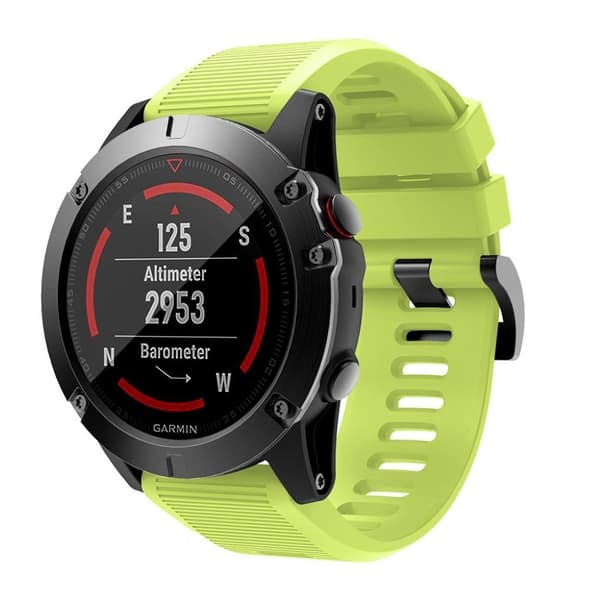 Garmin Fenix 5X silikonearmbånd med striber - Fluorescerende Grøn Green