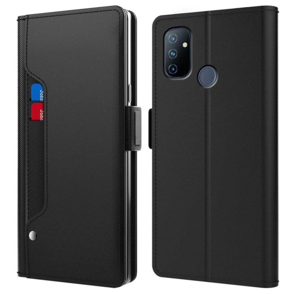 Phone Etui med Make-up Mirror og Slick Design til OnePlus Nord N100 - Sort Black