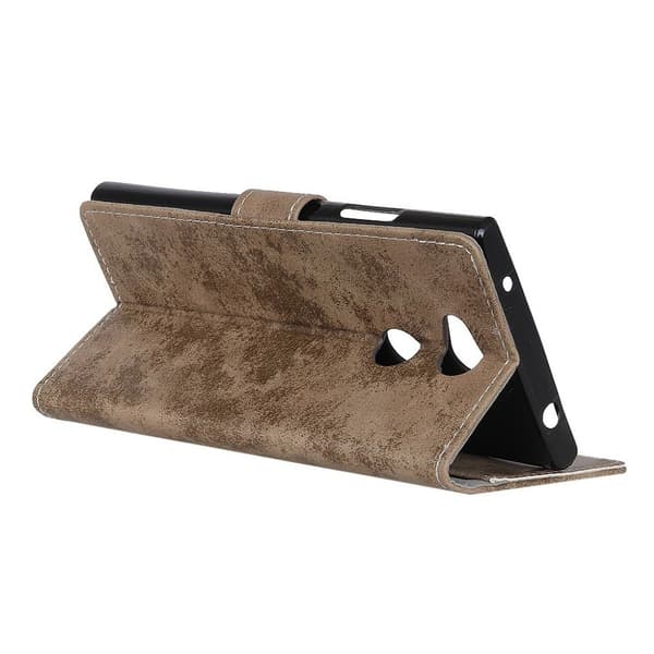 Sony Xperia L2 Etui laget av kunstlær og silikon - Khaki Brown