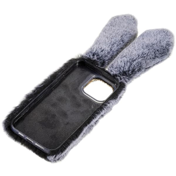 Fluffy Rabbit iPhone 14 Pro Cover - Sølv/Grå Silver grey