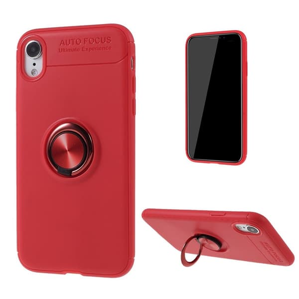 iPhone Xr kickstand etui med metalfingerholder - Rød Red