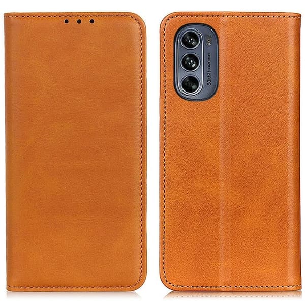 Flip Etui med Pung i Ekte Lær til Motorola Moto G62 5g - Brun Brown