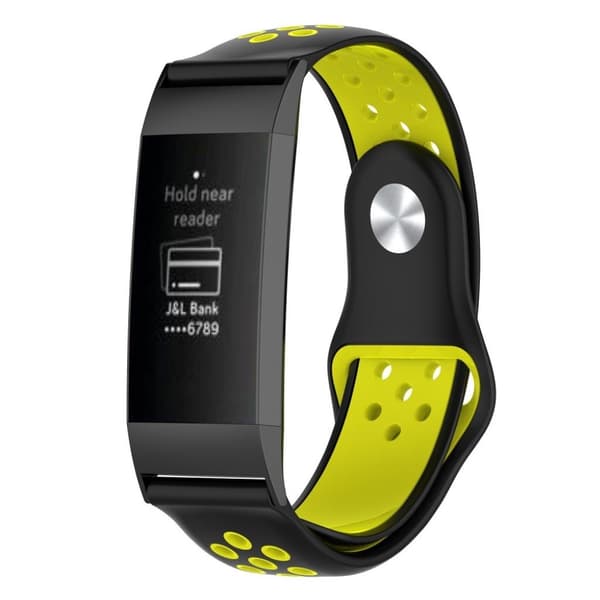 Fitbit Charge 3 flexibelt klockarmband i silikon - Svart Och Gul multifärg