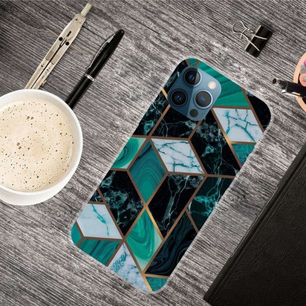 Marble design iPhone 14 Pro cover - Smaragd Marmor Green