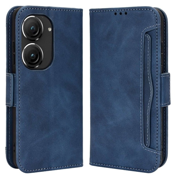 Stilfuldt Læder Etui med Pung til ASUS Zenfone 9 - Blå Blue