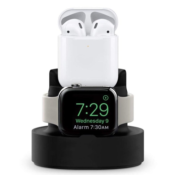 Universal iPhone / Apple Watch and AirPods  desktop silicone mou Black