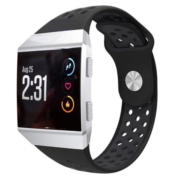 Fitbit Ionic tofarget silikonarmbånd - Helt Svart Black