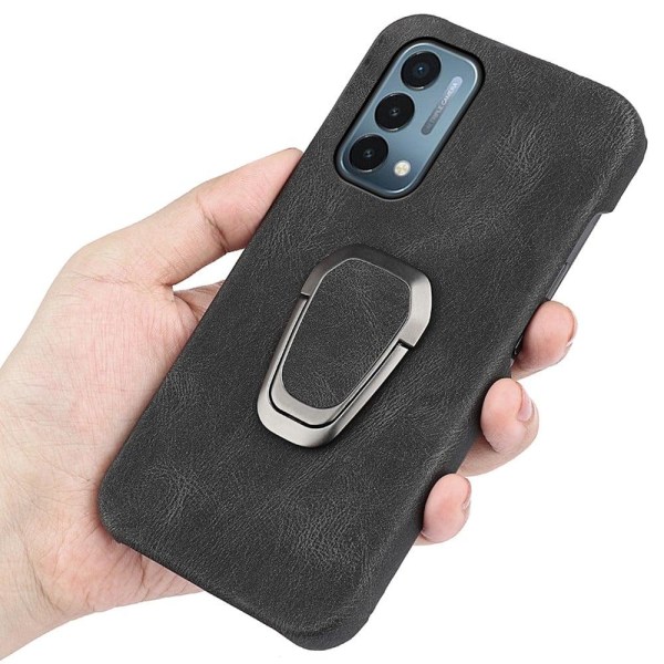 Stötsäkert läderfodral med oval kickstand för OnePlus Nord N200 5G - Cyan Grön