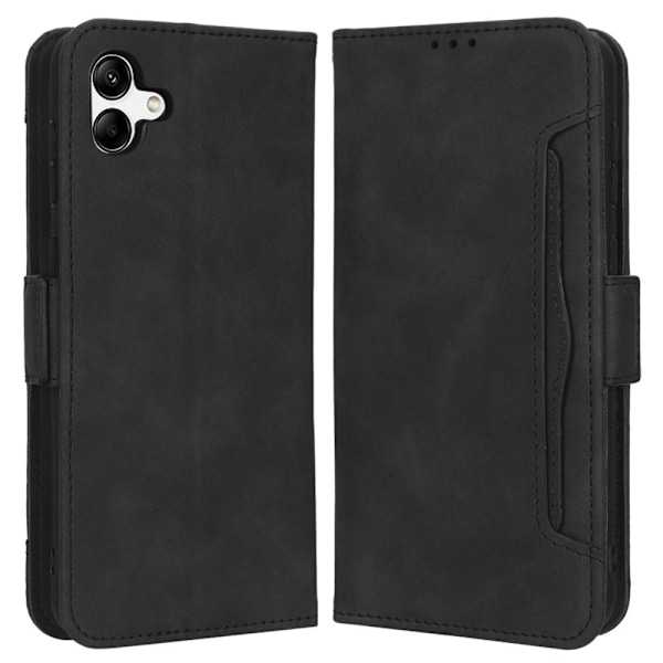 Stilfuldt Læder Etui med Pung til Samsung Galaxy A04 - Sort Black