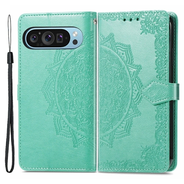 Mandala Google Pixel 9 nahkakotelo - Mintunvihreä Green