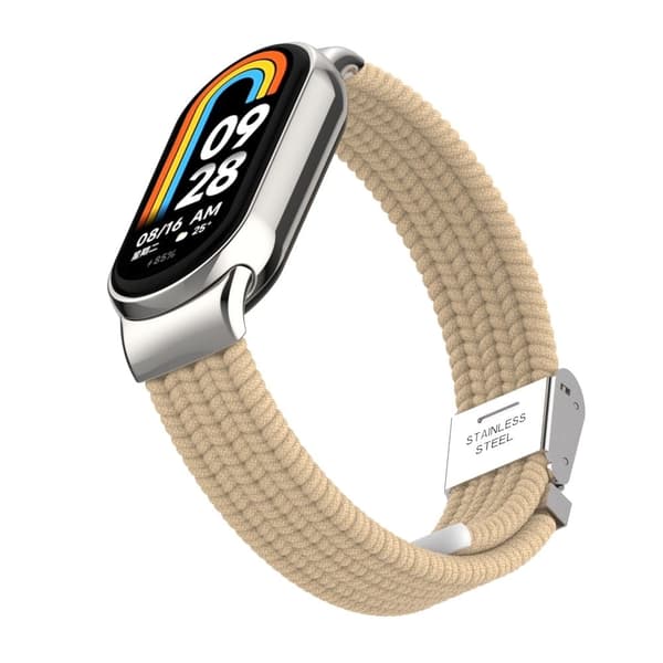 Nylonband med elastisk flätning för Xiaomi Smart Band 8 - Aprikos Brun