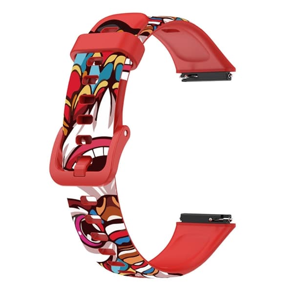 Huawei Band 7 urrem med mønsterprint - Løvedans Red