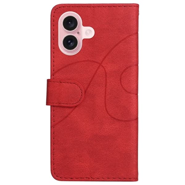 Teksturert læretui med stropp for iPhone 16 - Rød Red
