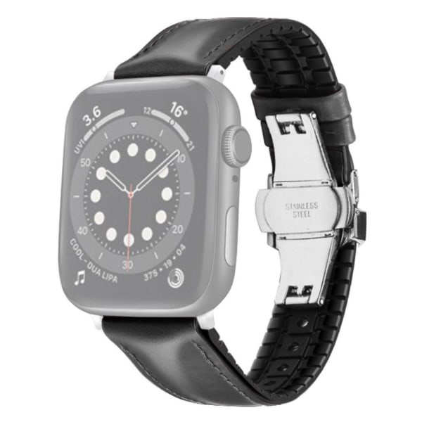 Apple Watch Series 6 / 5 40mm komfortabel læder rem - sort / sølv Black