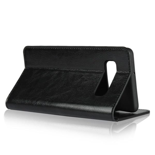 Crazy Horse Samsung Galaxy S10 Plus ægte læder etui - Sort Black