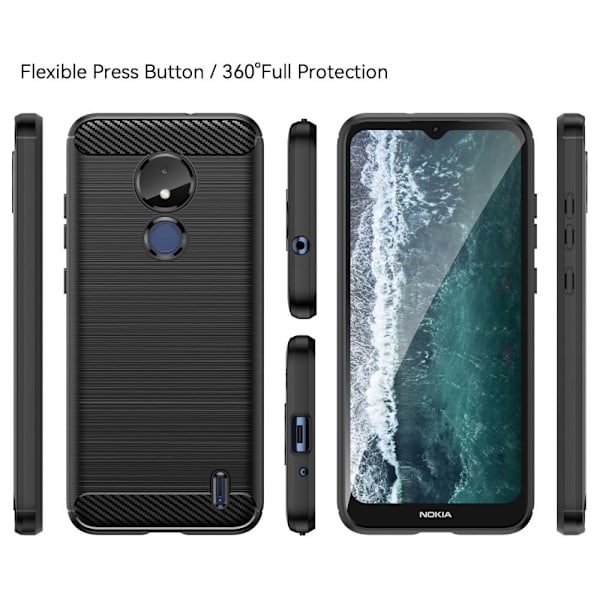 Carbon Flex Nokia C21 cover - Sort Black