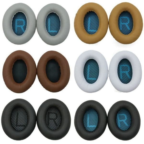 1Pair ersättnings öronkuddar Bose QuietComfort 35 / 25 / 15 / 2 / AE2 hörlurar öronkuddar - Grå + Svart Silvergrå