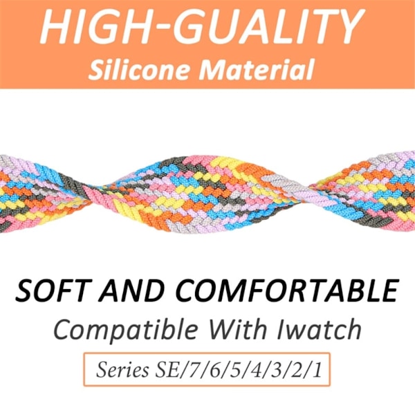 Apple Watch Series 8 (41 mm) klockarmband i elastisk nylon - Regnbågssocker Storlek: S multifärg