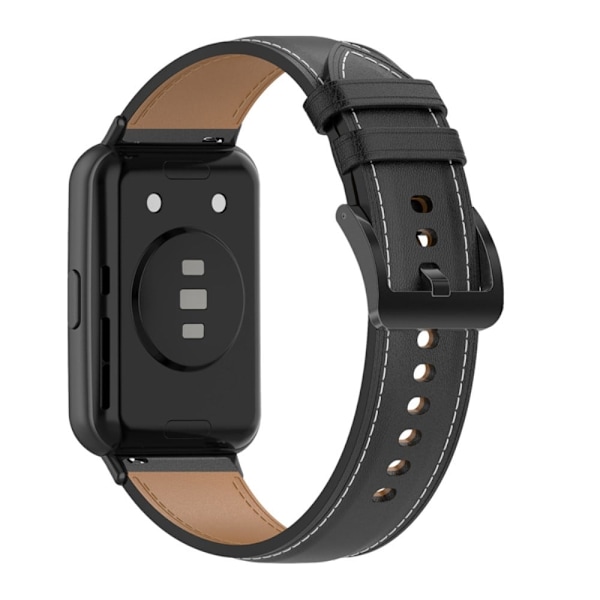 Huawei Watch Fit 2 urrem i ægte læder - Sort Black