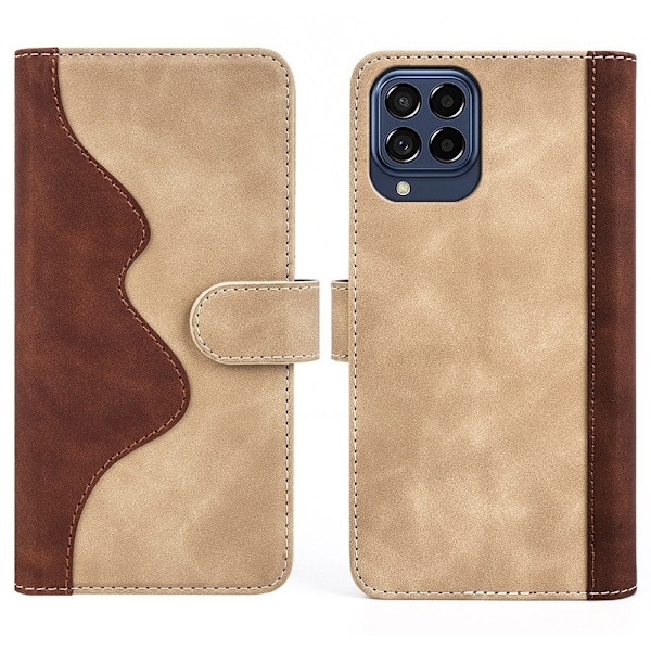 To Farvet Læder Flip Case til Samsung Galaxy M53 5g - Gul Yellow