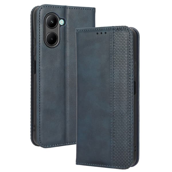 Bofink Vintage Realme C33 Læder Etui - Blå Blue