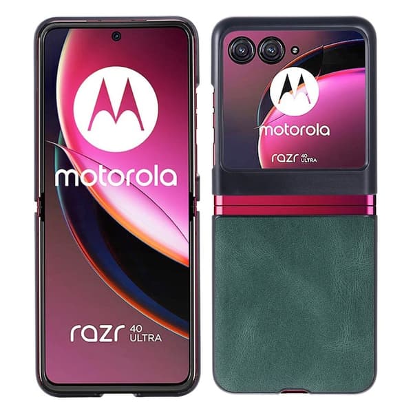 Motorola Razr 40 Ultra vinatge stlyle nahkasuojus - Vihreä Green