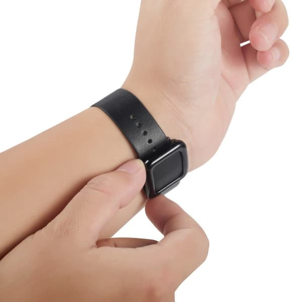 Apple Watch 42mm - 44mm urrem i mikrofiberlæder + spænde i rustfrit stål - Sort Black