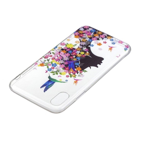iPhone XR mobilskal silikon tryckmönster - Blomflicka multifärg