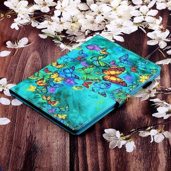 iPad 10.2 (2019) kuvioitu nahkainen kääntö kotelo - Värikkäitä Perhosia Multicolor
