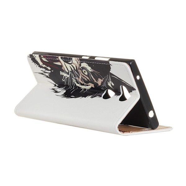 Sony Xperia L2 etui i læder med holder - Tiger Multicolor