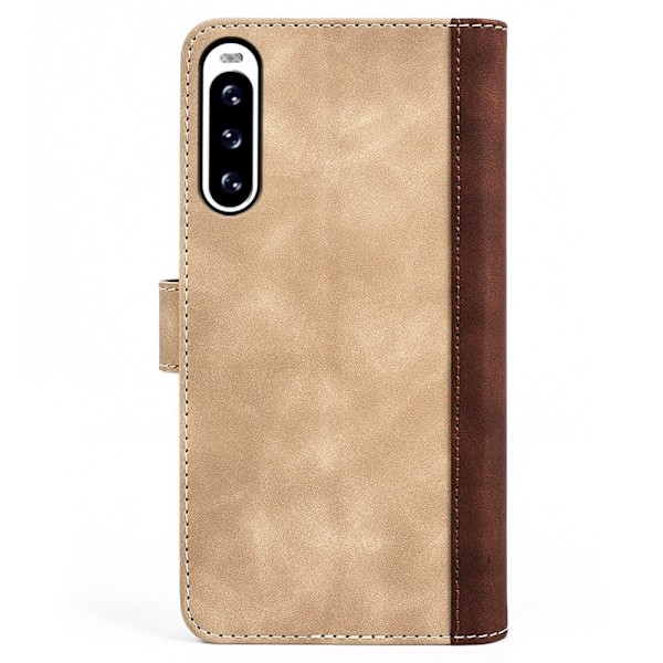 Kaksivärinen nahkainen läppäkotelo Sony Xperia 10 V - Keltainen Yellow
