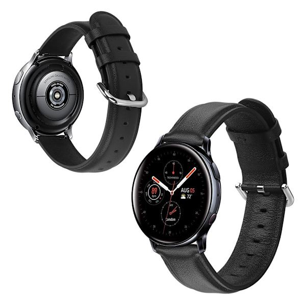 Samsung Galaxy Watch Active 2 - 44mm ægte læder Urrem - Sort Black