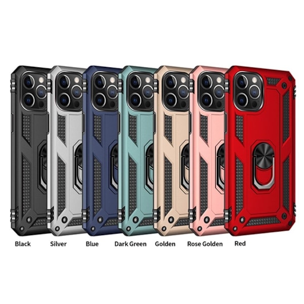 Ring Kickstand Armor Case Bumpresistent Flexible Combo Protective Cover iPhone 12 Pro Max - Sort Black