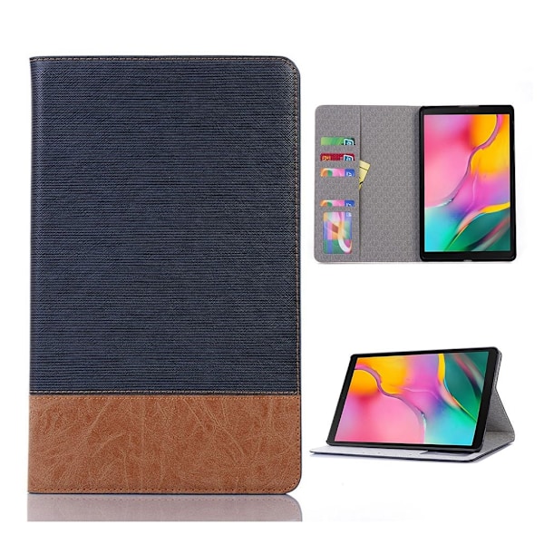 Samsung Galaxy Tab A 10.1 (2019) ristikkäistekstuurinen nahkakotelo - Tummansininen Blue