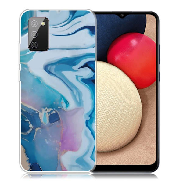 Marble Samsung Galaxy A02s Etui - Blå Splash Blue