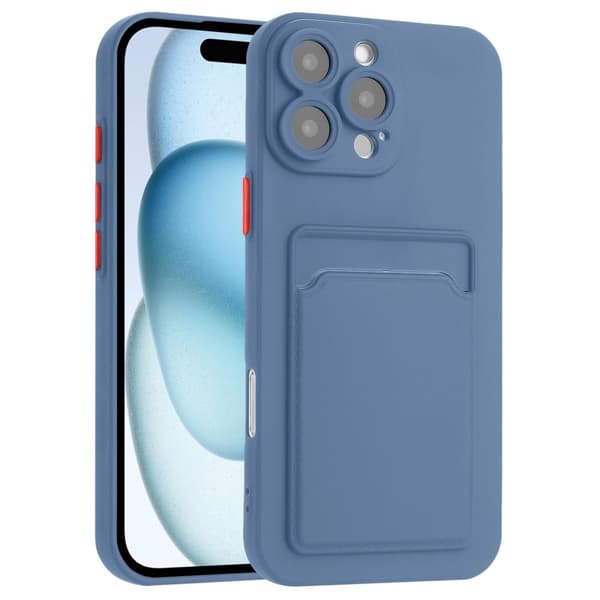 Kortholder cover til iPhone 16 Pro - Grå Blå Silver grey