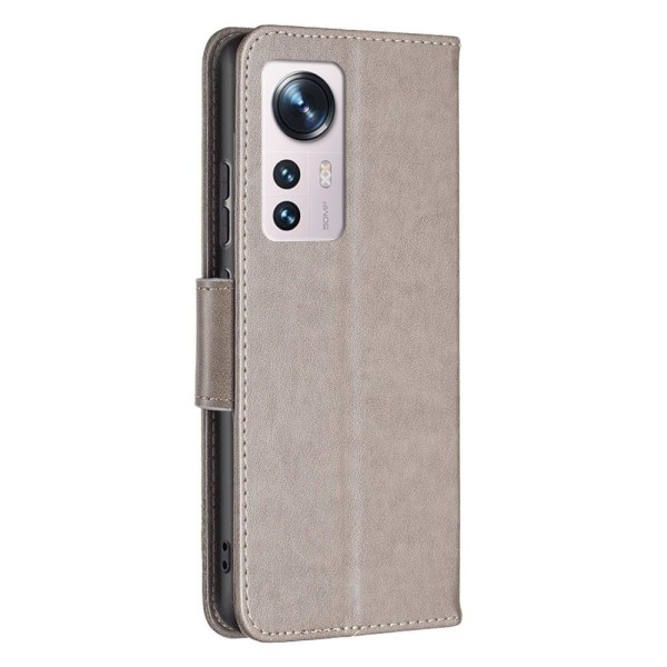 Sommerfugl Xiaomi 12 / 12x Flip Etui - Grå Silver grey