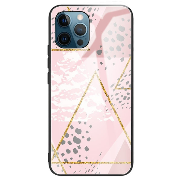 Fantasy Marble iPhone 15 Plus Cover - Lyserød og Guld Trekant Pink