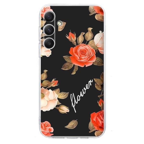 Vibe Samsung Galaxy A36 cover - Blomster På Sort Baggrund Black
