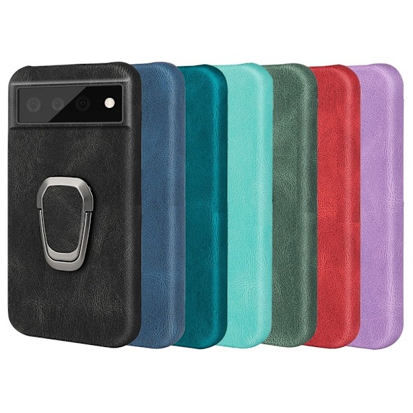 Stødsikkert lædercover med oval støttefod til Google Pixel 6 Pro - Sort Black