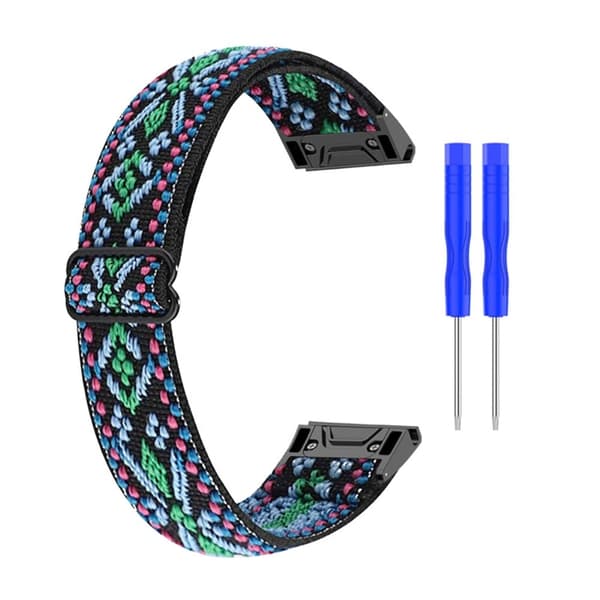 26 mm elastiskt nylonarmband för Garmin- och Coros-klockor med verktyg - Grön Grön