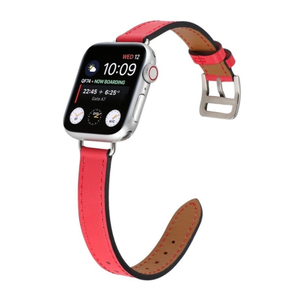 Apple Watch 42mm - 44mm enkel urrem i ægte læder - Rød Red