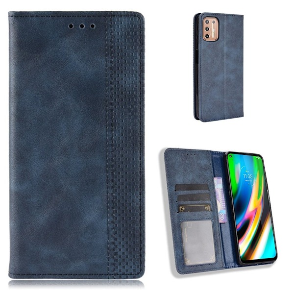 Bofink Vintage Motorola Moto G9 Plus nahkakotelo - Sininen Blue